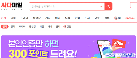 싸다파일 홈페이지 미리보기